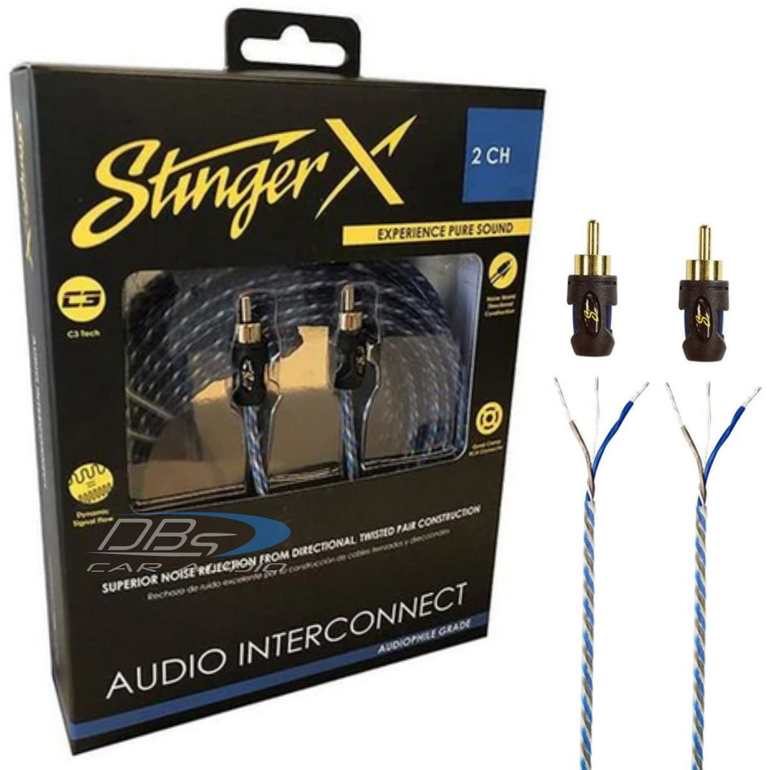 Stinger XI1217 X1 Series Cable de señal Rca de interconexión de 17 pies - Cable de cobre trenzado direccional de 2 canales sin oxígeno