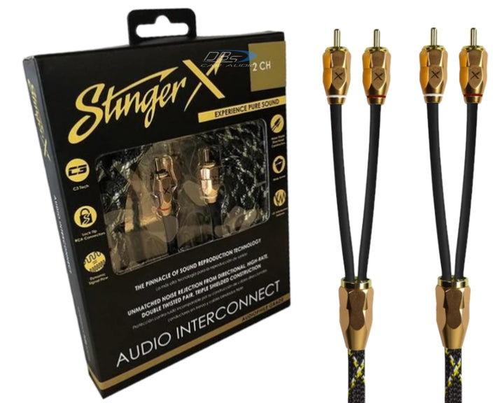 Stinger XI3217 X3 Series Cable de señal Rca de interconexión para audiófilos de 17 pies - Cable de cobre trenzado direccional de 2 canales sin oxígeno