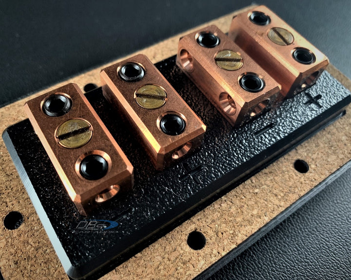 Placa terminal de caja de altavoz SMD XTB-2 de 2 canales con herrajes de cobre sin oxígeno y bisel acrílico negro - Fabricado en EE. UU.